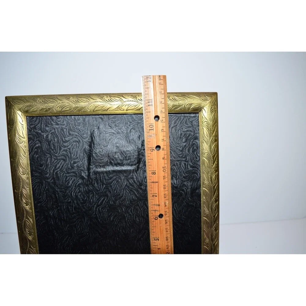 Vtg‎ Picture Frame 8x10 Gold Brass Ornate Hollywood Regency Floral etched